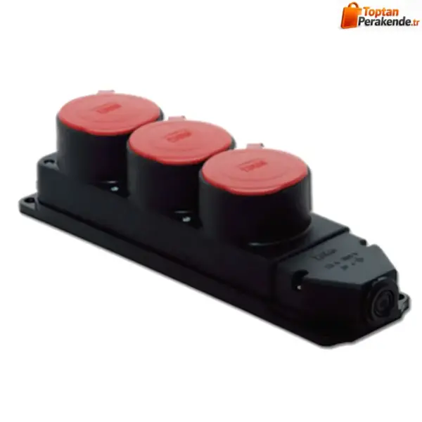 Tplast 3x25a - Kauçuk Üçlü Grup Priz